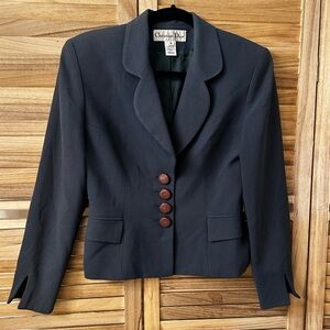Christian Dior Vintage Waist Lenght Blazer in gray blue size 4